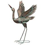 Regal Art & Gift 12576 - Green Patina Crane 38" - Wing Up Home Decor Animal Figurines