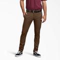 Dickies Men's Skinny Fit Double Knee Work Pants - Timber Brown Size 40 32 (WP811)