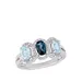 Belk & Co 1.6 Ct. T.w. London And Sky-Blue Topaz And 1/5 Ct. T.w. Diamond 3-Stone Halo Ring In Sterling Silver, 7