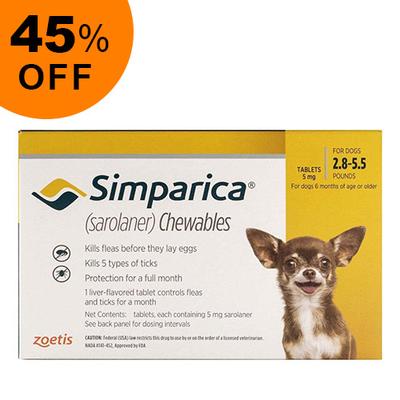 Simparica For Dogs 2.8-5.5 Lbs (Yellow) 3 Pack - Get 45% Off Today