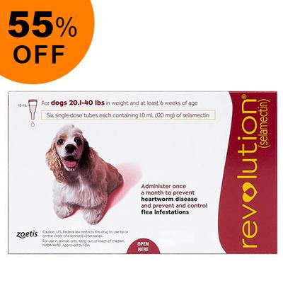 Revolution For Medium Dogs 20.1-40lbs (Red) 3 Doses - Get 55% Off Today