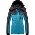 GEMYSE Women's Mountain Waterproof Ski Jacket Windproof Fleece Outdoor Winter Coat with Hood (Light Blue Grey,S)