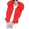 YMING Ladies Coat Winter Parka with Fur Hood Winter Coat Quilted Puffer Coat Warm Hoodie Jacket Red-A L