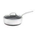 Greenpan Barcelona Evershine Tri-Ply Stainless Steel Healthy Diamond Reinforced Ceramic Non-Stick 24 cm/3.1 Litre Sauté Pan with Glass Lid, PFAS-Free, Multi Clad, Induction, Oven Safe, Silver