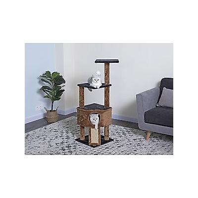 Go Pet Club 46-in Faux Fur Cat Tree & Condo, Brown/Black