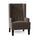Wingback Chair - Everly Quinn Searle 30" Wide Tufted Wingback Chair Fabric in Gray/Brown | 48 H x 30 W x 34 D in | Wayfair