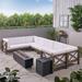 Longshore Tides Samuel Outdoor Farmhouse 3 Piece Sectional Seating Group w/ Cushion Wood/Natural Hardwoods in Gray/White | Wayfair