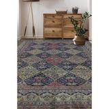 Brown/Gray 108 x 72 W in Rug - Bokara Rug Co, Inc. Hand-Knotted High-Quality Navy & Gold Area Rug Wool | 108 H x 72 W in | Wayfair