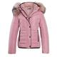 SS7 Womens Puffer Jacket with Faux Fur Pink