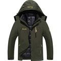 GEMYSE Men's Waterproof 3-in-1 Ski Jacket Windproof Rain Jacket Puffer Liner Insulated Winter Coat (Army Green,M)