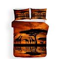 Morbuy Duvet Cover Set for Single Double Super King Size Bed, 3D African Animal Giraffe Printed Microfiber Bedding Duvet Set with Pillowcases and Quilt Case (Super King-220x260cm,Play)