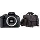 Canon EOS 2000D / EOS Rebel T7 & Amazon Basics - Große L Umhängetasche für SLR-Kamera und Zubehör, schwarz mit orange Innenausstattung
