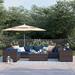Lark Manor™ Anastase 8 Piece Sectional Seating Group w/ Cushions Synthetic Wicker/All - Weather Wicker/Wicker/Rattan in Blue | Outdoor Furniture | Wayfair
