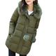 HOMEBABY Womens Slim Down Lammy Jacket, Ladies Winter Hooded Padded Coats Down Puffer Quilted Long Coat Jackets Bubble Overcoat Women Cotton Parka Plus Size 10-22 (M, Army Green)