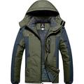 GEMYSE Men's Mountain Waterproof Ski Jacket Windproof Fleece Outdoor Winter Coat with Hood (Army Green Grey,S)