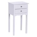 Costway Side Table End Accent Table with 2 Drawers-White