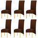 KELUINA High Back Solid Fabric Stretch XL Chair Covers for Dining Room, Spandex Large Dining Chair Slipcovers for Home Living Restaurant Hotel (Coffee,Set of 6)
