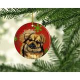 The Holiday Aisle® Tibetan Spaniel Snowflake Holiday Christmas Hanging Figurine Ornament /Porcelain in Black/Brown/Red | Wayfair