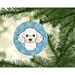 The Holiday Aisle® Snowflake Poodle Hanging Figurine Ornament Ceramic/Porcelain in White/Blue | 3 H x 3 W x 0.25 D in | Wayfair