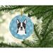 The Holiday Aisle® Snowflake Boston Terrier Hanging Figurine Ornament Ceramic/Porcelain in Blue/Gray | 3 H x 3 W x 0.25 D in | Wayfair