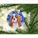 The Holiday Aisle® Cavalier Spaniel Winter Snowflakes Holiday Hanging Figurine Ornament /Porcelain in Blue/Brown | 3 H x 3 W x 0.25 D in | Wayfair