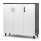 Latitude Run® Anthea 14 Pair Shoe Storage Cabinet Manufactured Wood in Brown/Gray/White | 35.25 H x 35.5 W x 13.125 D in | Wayfair