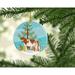 The Holiday Aisle® Ayrshire Cow Holiday Shaped Ornament Ceramic/Porcelain in Blue/Green | 3 H x 3 W x 0.25 D in | Wayfair