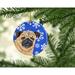 The Holiday Aisle® Pug Winter Snowflakes Holiday Hanging Figurine Ornament Ceramic/Porcelain in Blue/Brown | 3 H x 3 W x 0.25 D in | Wayfair