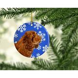 The Holiday Aisle® Sussex Spaniel Winter Snowflakes Holiday Christmas Hanging Figurine Ornament /Porcelain in Blue/Brown | Wayfair