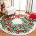 White 36 x 0.63 in Area Rug - The Holiday Aisle® Round Etta Handmade Tufted Wool Ivory/Green Area Rug Wool | 36 W x 0.63 D in | Wayfair