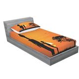 East Urban Home Child & Mother at Sunset Walking in Savannah Desert Dawn Kenya Nature Sheet Set Microfiber/Polyester | Wayfair