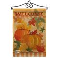 Breeze Decor Welcome Fall Pumpkins Burlap Harvest & Autumn 2-Sided Burlap 19 x 13 in. Garden Flag in Orange | 18.5 H x 13 W x 1 D in | Wayfair