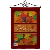 Breeze Decor Autumn Burlap Fall Harvest & 2-Sided Burlap 19 x 13 in. Garden Flag in Brown/Red | 18.5 H x 13 W x 1 D in | Wayfair