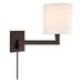 Ebern Designs Dagoberto 1-Light Armed Sconce Metal/Fabric in Brown | 13 H x 8 W x 16 D in | Wayfair A34DA46A884948CBBBBB09734FFC9ADE