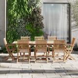 Bayou Breeze Espanola International Home Outdoor 9 Piece Teak Dining Set Wood/Teak in Brown/White | 29 H x 67 W x 39 D in | Wayfair