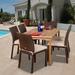 Brayden Studio® Avva 7 Piece Teak Outdoor Dining Set Wood/Teak in Brown/White | 29 H x 59 W x 35 D in | Wayfair BCC8AC9177E54EDC94D6BEB2B9134D99