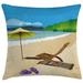 East Urban Home Beach Sunshine Sand Waves Indoor/Outdoor 36" Throw Pillow Cover Polyester | 36 H x 36 W x 0.1 D in | Wayfair
