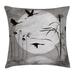 East Urban Home Sunset Horizon Background Flying Heron Birds on The Lake Indoor/Outdoor Throw Pillow Cover | 26 H x 26 W x 0.1 D in | Wayfair