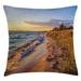 East Urban Home Sandy Calm Beach Ocean Waves Indoor/Outdoor 26" Throw Pillow Cover Polyester | 26 H x 26 W x 0.1 D in | Wayfair