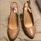 Nine West Shoes | 9.5 Tan Nine West Sling Back Heels | Color: Tan | Size: 9.5