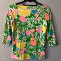 Lilly Pulitzer Tops | Lilly Pulitzer Juline Top In Hibiscus Stroll (Xs) | Color: Green/Yellow | Size: Xs