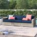 Lark Manor™ Alinson Patio Sofa w/ Cushions All - Weather Wicker in Blue | 30 H x 98 W x 35 D in | Wayfair FAIRMONT-03c-NAVY