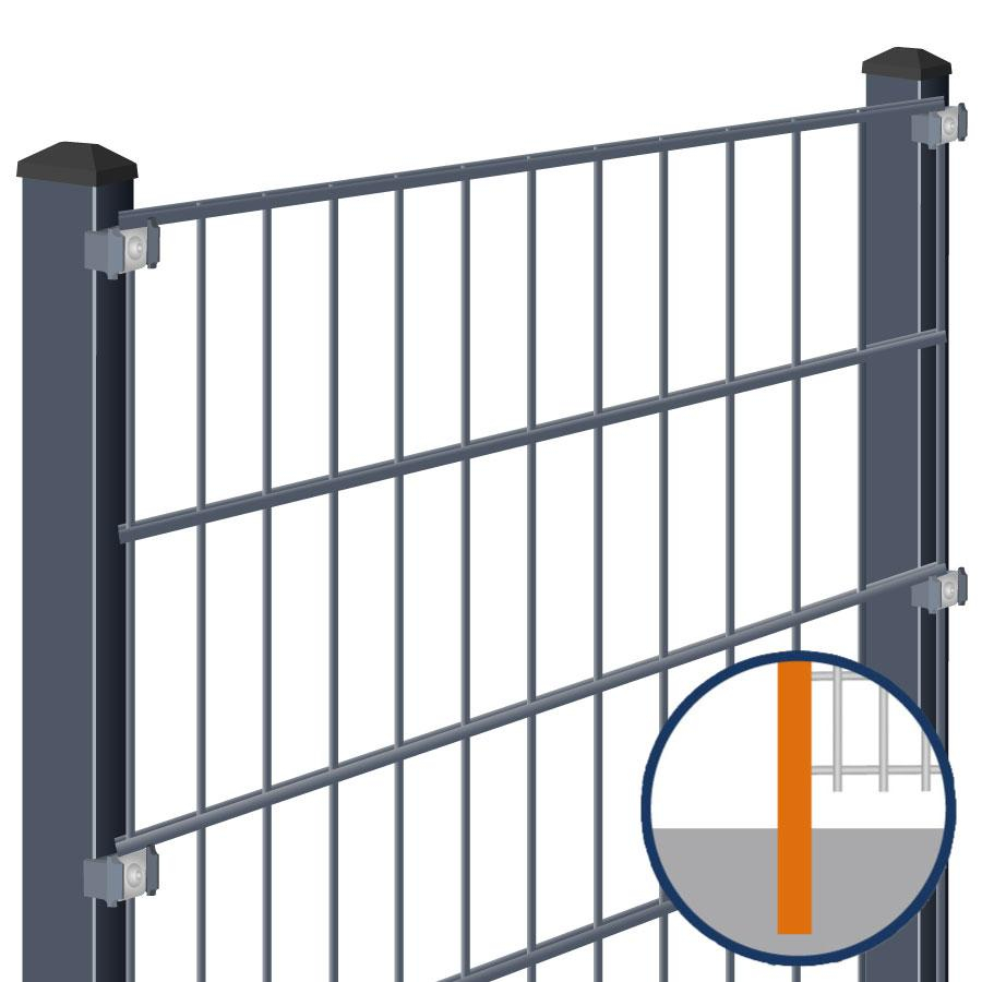 Doppelstabmattenzaun zum Einbetonieren Rundum-sorglos-Paket Anthrazit Komplettset, Halteplättchen, 1 Ecke,1230 mm,17,5 m,8/6/8 mm Image