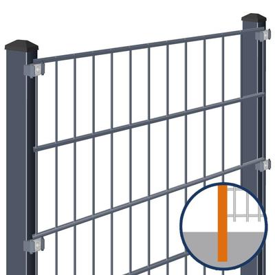 Doppelstabmattenzaun zum Einbetonieren Rundum-sorglos-Paket Anthrazit Komplettset, Halteplättchen, 1 Ecke,1830 mm,7,5 m,8/6/8 mm Image