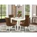 Winston Porter Paltrow 4 - Person Counter Height Rubberwood Solid Wood Dining Set Wood/Upholstered in White | 30 H in | Wayfair