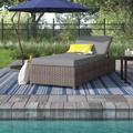 Sol 72 Outdoor™ Rochford Wheeled Outdoor Wicker Reclining Chaise Lounge w/ Cushion Wicker/Rattan in Brown/Gray | 16 H x 31 W x 77 D in | Wayfair