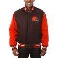 Men's JH Design Brown/Orange Cleveland Browns Big & Tall Wool Full-Snap Jacket