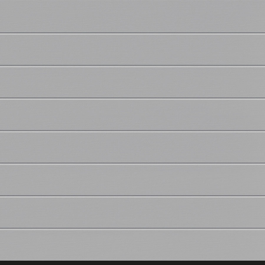 Hörmann Sektionaltor Rundum-sorglos-Paket RenoMatic Garagentor inkl. Zarge, Antrieb & Handsender, schmale Lamellen (M-Sicke), 2500x2000 mm,Weißaluminium (RAL 9006),Woodgrain Image