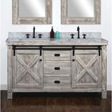 Gracie Oaks 61" Double Bathroom Vanity Set Marble in Brown/Gray/White | 34.625 H x 61 W x 22 D in | Wayfair 7E470F39235A42F39681F070F6B3EC85