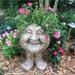 HomeStyles Muggly's Granny Joy Face Statue Planter Fiberglass/Resin/Plastic/Concrete/Stone in Blue | 12 H x 8.5 W x 9 D in | Wayfair 38517